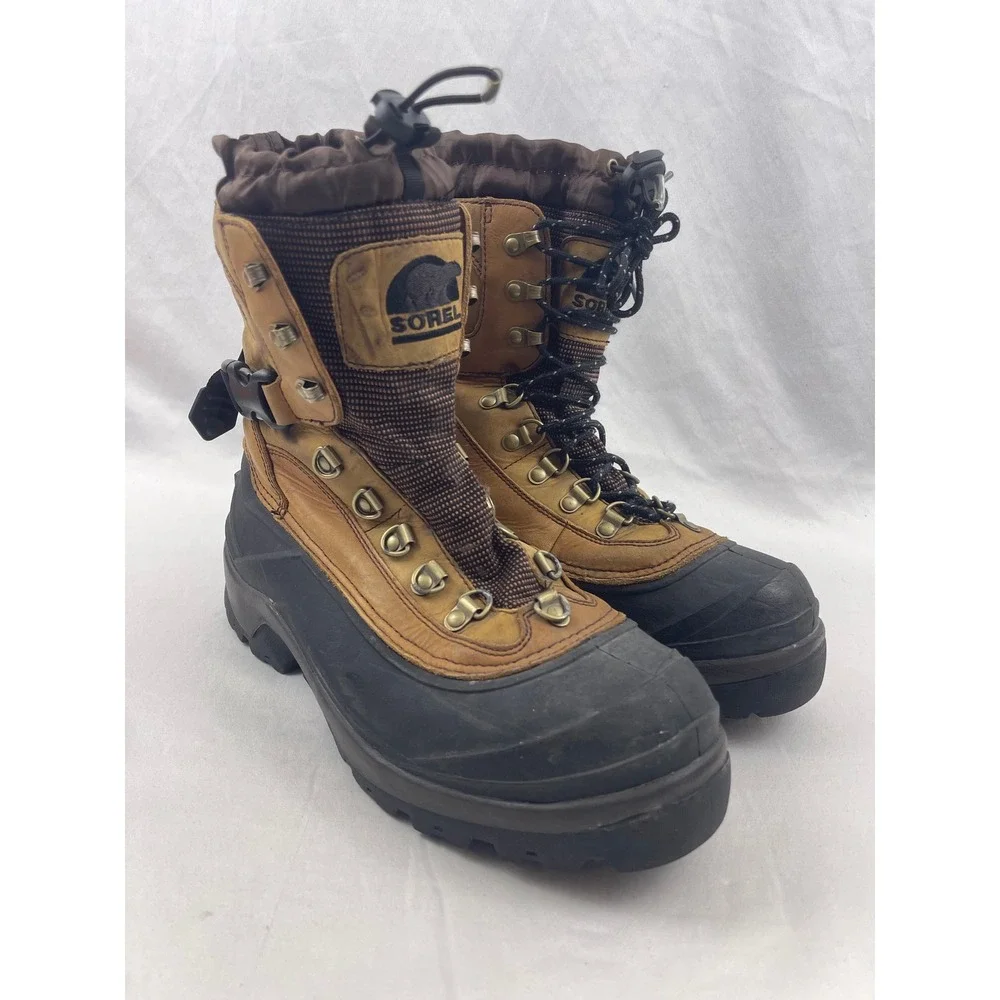 Sorel Conquest Mens Waterproof Winter Boots 400g Thinsulate Tan Black Size 10‎